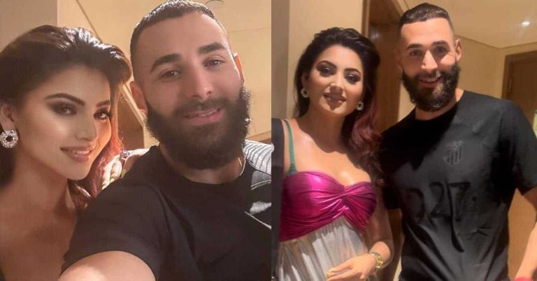 صور بنزيما مع ممثلة شهيرة تشعل الجدل وتثير التكهنات .. هل وقع في حبها؟! كريم بنزيما مع الممثلة الهندية أورفاشي راوتيلا