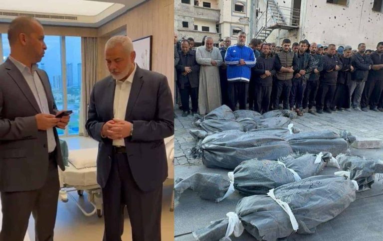 هنية يتلقى خبر استشهاد أبنائه وأحفاده