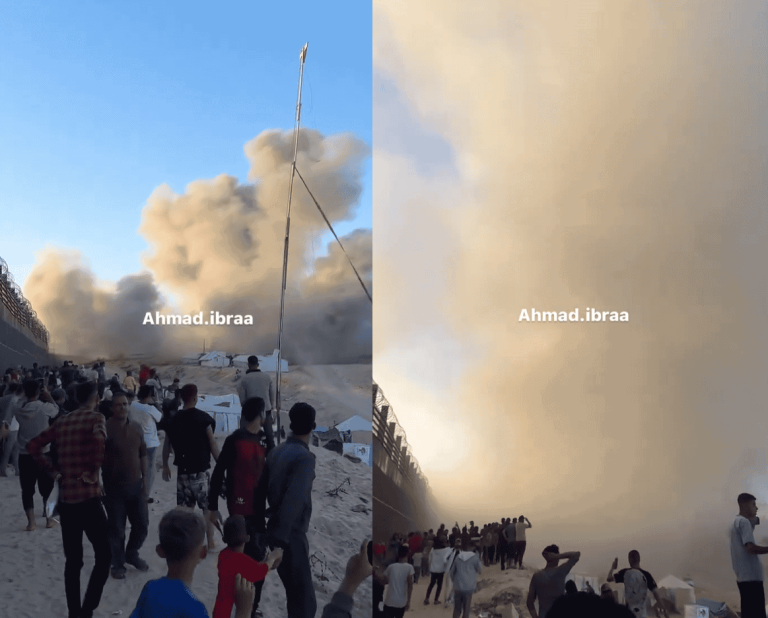 خلفه جيش أكبر بلد عربي!.. غزاويون يحتمون بالجدار المصري أثناء قصفهم برفح (فيديو) خلفه جيش أكبر بلد عربي!.. غزاويون يحتمون بالجدار المصري أثناء قصفهم برفح